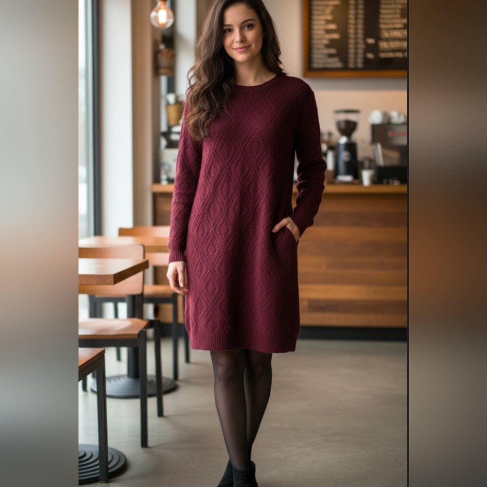 SHEIN Maroon Textured Sweater